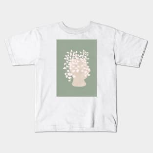 Abstract Potted Figure Sage Green Kids T-Shirt